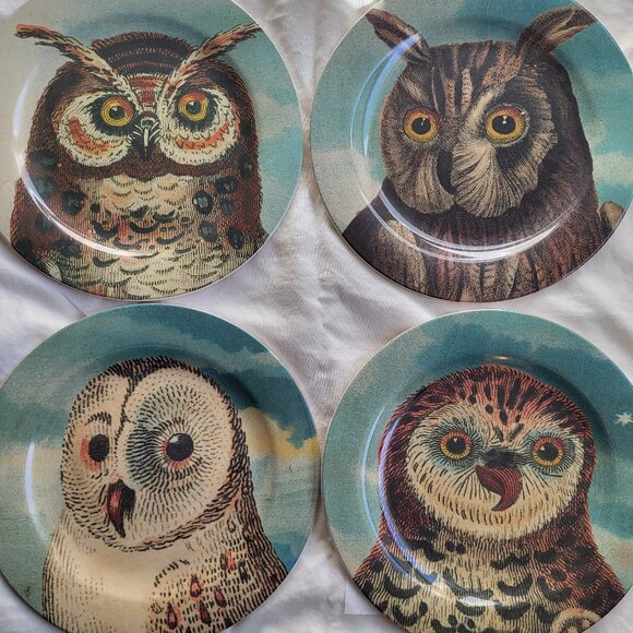 John Derian x Target Owl Appetizer Plates Set of 4 - Picture 1 of 5